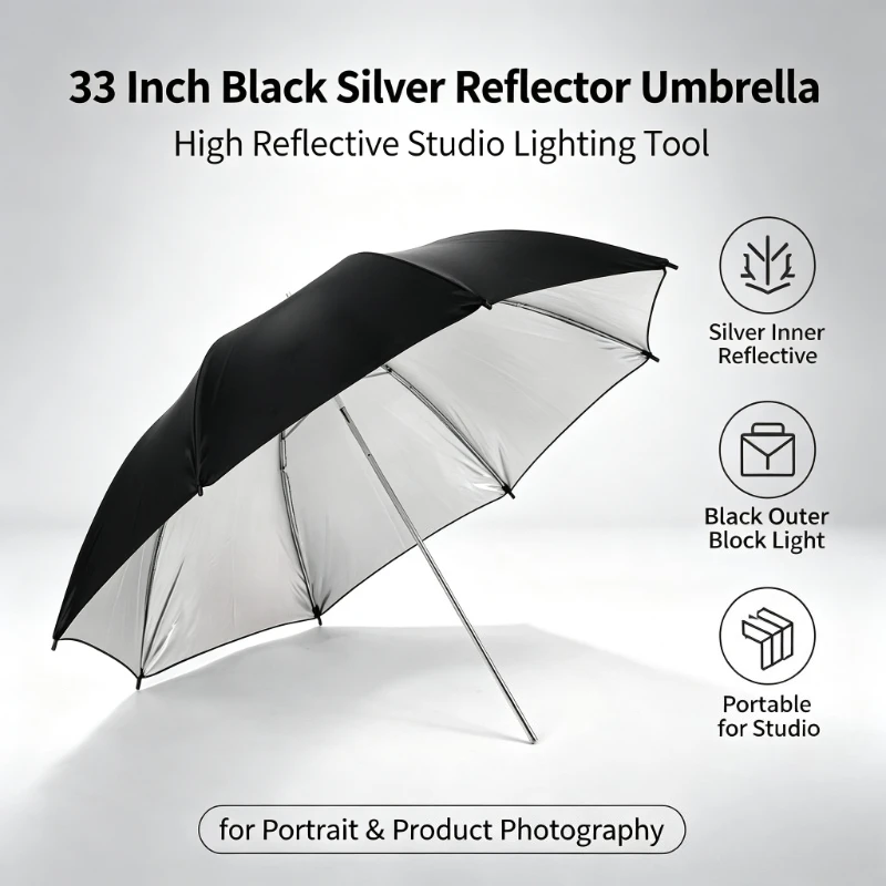 Photography Umbrella Lights - Guarda-chuva Refletor Preto Durável de 33
